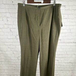 NWT Multiples Solid Green Stretch Waist Wide Leg Women’s Pants 14 (34x31.5)